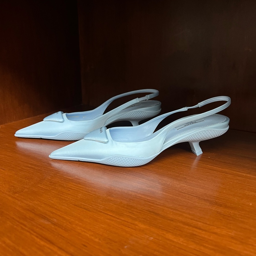 New Prada Gabardine light blue slingback heel 37 - Picture 2 of 10